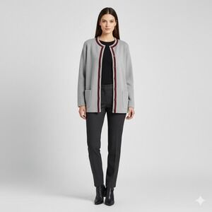 St. Croix Knits Women's Cardigan Gray Zephyr Wool Blend Size 34 Career‎